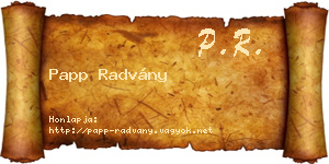 Papp Radvány névjegykártya